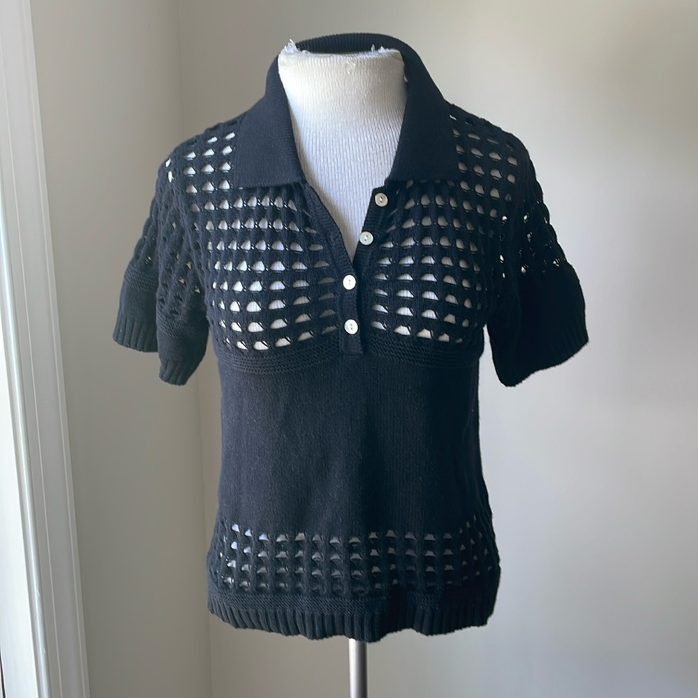 WSPR Pointelle  cotton-Blend polo top